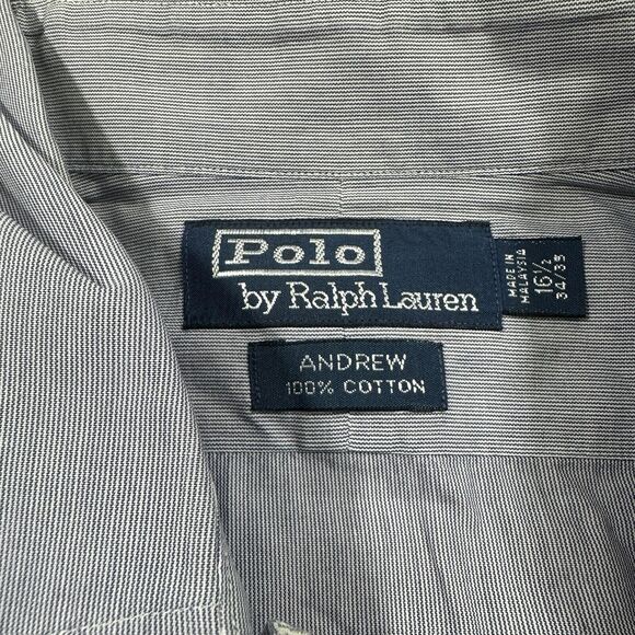 Polo by Ralph Lauren Shirt Mens 16.5” 34/35 Blue Andrew Long Sleeve Button Up - Picture 3 of 9